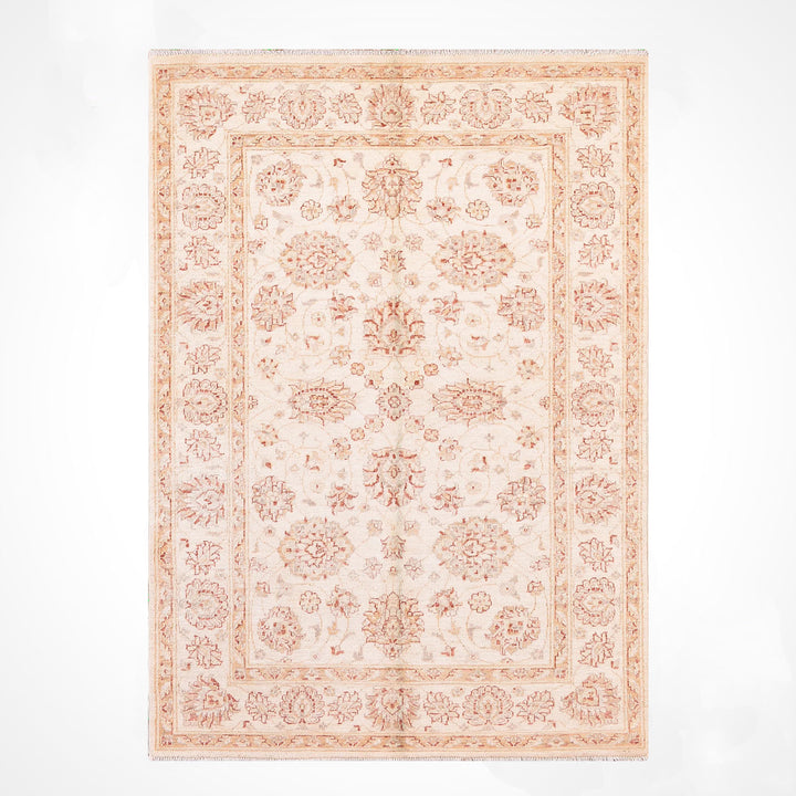 Oushak Rug Original Hand Woven Cream Vegetable Dyed Wool Carpet 123x186 2.29 Square Meters - 4x6 ft