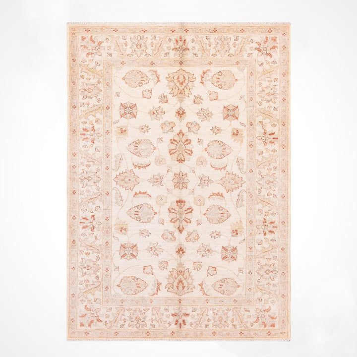 Oushak Rug Original Hand Woven Cream Vegetable Dyed Wool Carpet 121x194 2.35 Square Meters - 4x6 ft