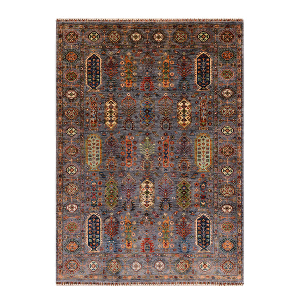 Veziri Orijinal El Dokuması Antrasit Kök Boya Yün Halı 178x237 4.22 Metrekare - 7x10 ft