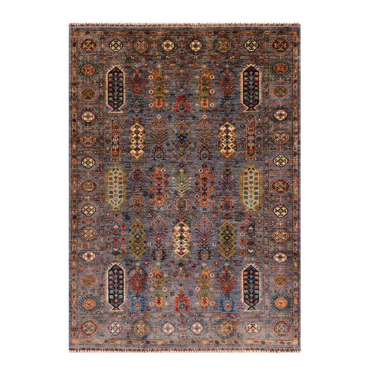 Veziri Orijinal El Dokuması Antrasit Kök Boya Yün Halı 178x237 4.22 Metrekare - 7x10 ft