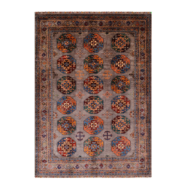 Veziri Original Hand Woven Anthracite Vegetable Dyed Wool Carpet 171x247 4.22 Square Meters - 6x8 ft