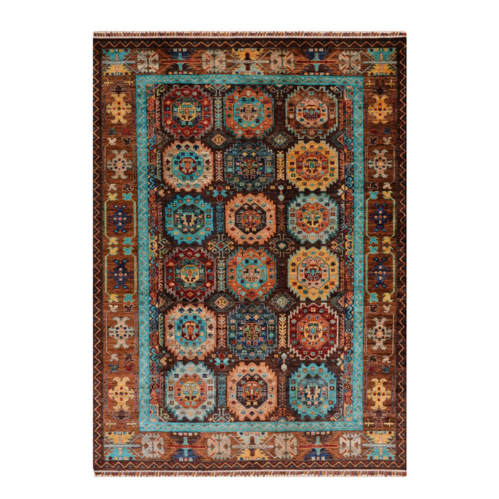 Veziri Orijinal El Dokuması Kahverengi Kök Boya Yün Halı 178x245 4.36 Metrekare - 6x8 ft