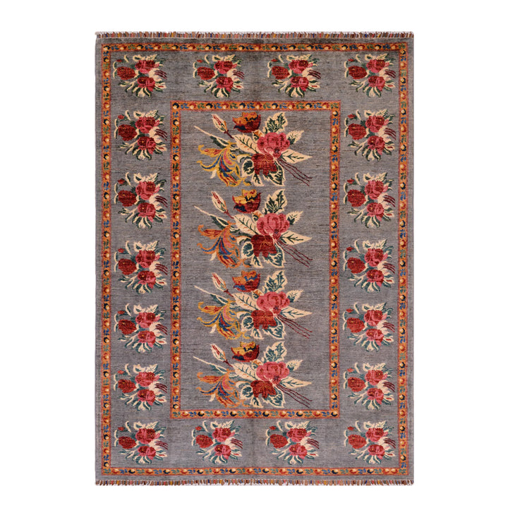 Karabakh Original Hand Woven Gray Vegetable Dyed Wool Carpet 175x251 4.39 Square Meters - 5x8 ft