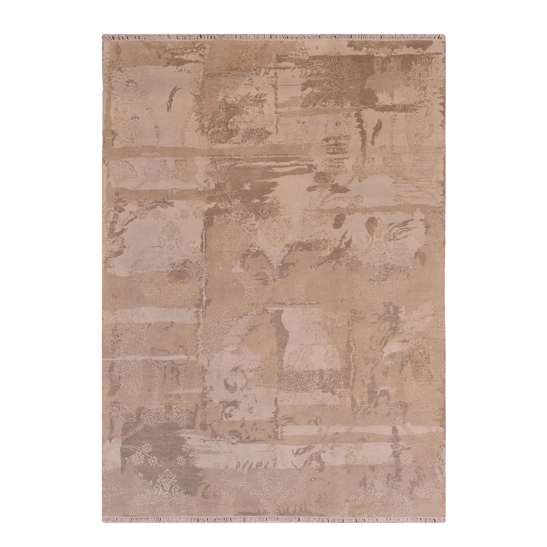 Crystal Orijinal El Dokuması Bej Yün Bambu Halı 168x246 4.13 Metrekare - 5x8 ft