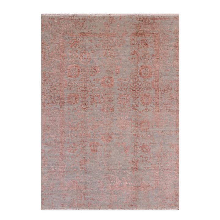 New Diamond Original Hand Woven Gray Tile Wool Bamboo Carpet 169x240 4.06 Square Meters - 5x8 ft