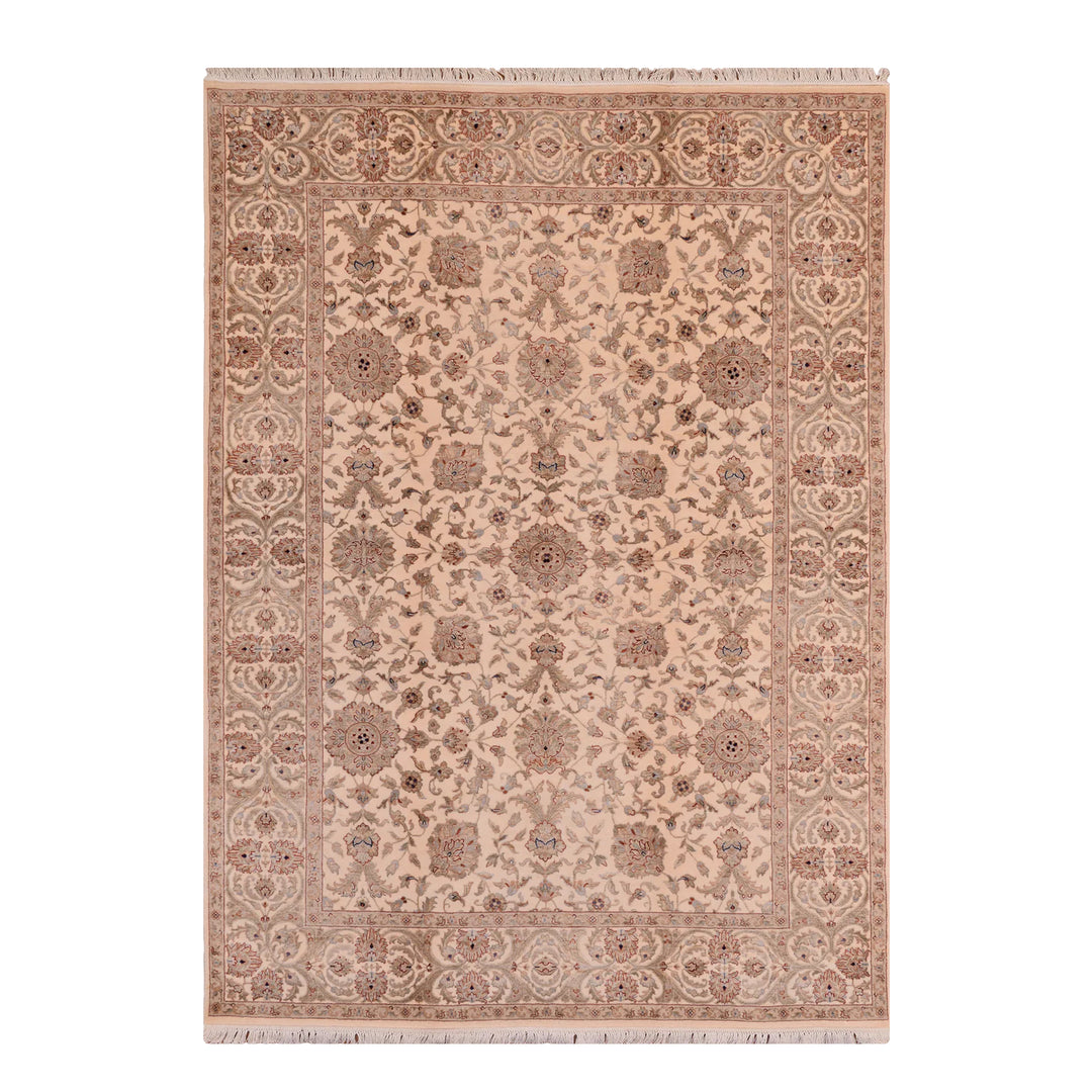 Hint Uşağı Orijinal El Dokuması Bej Yün Bambu Halı 174x245 4.26 Metrekare - 5x8 ft