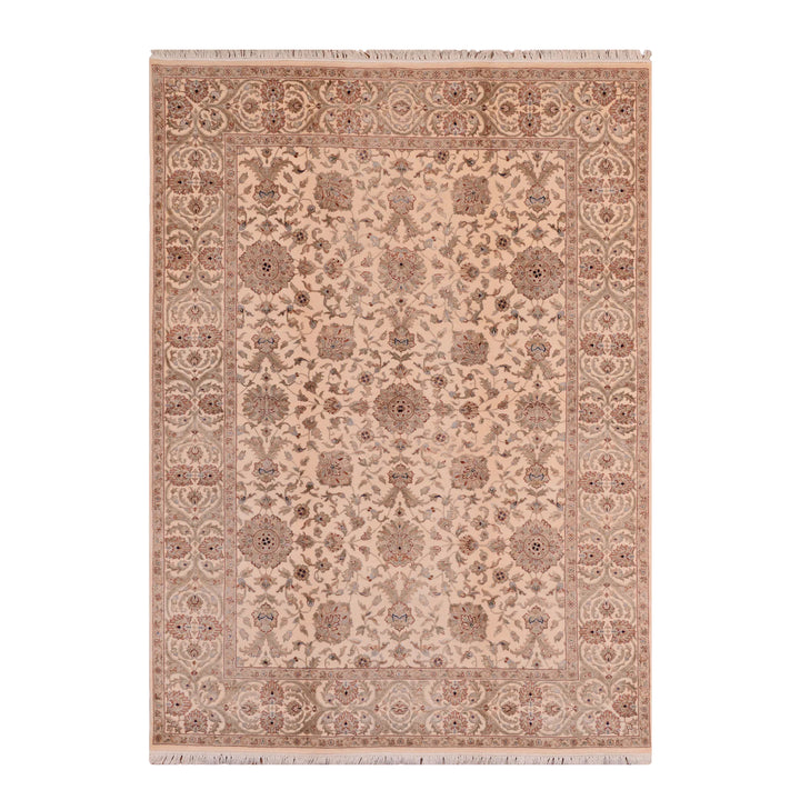 Hint Uşağı Orijinal El Dokuması Bej Yün Bambu Halı 174x245 4.26 Metrekare - 5x8 ft