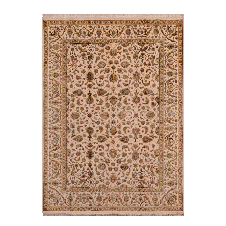 Indian Owl Original Hand-Woven Beige Wool Bamboo Rug 172x237 4.08 Square Meters - 5x8 ft