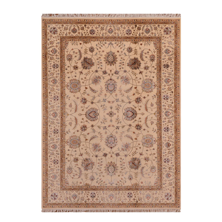 Indian Owl Original Hand-Woven Beige Wool Bamboo Rug 175x244 4.27 Square Meters - 5x8 ft