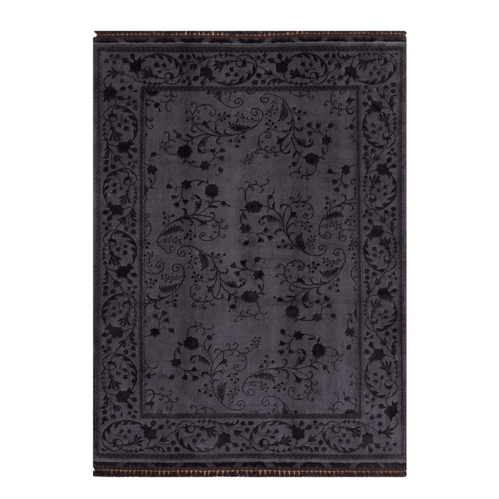 سجادة بريفات الأصلية المصنوعة يدويًا من الصوف والحرير الأسود، مقاس 161×245 سم، 3.94 متر مربع - 5×8 قدم