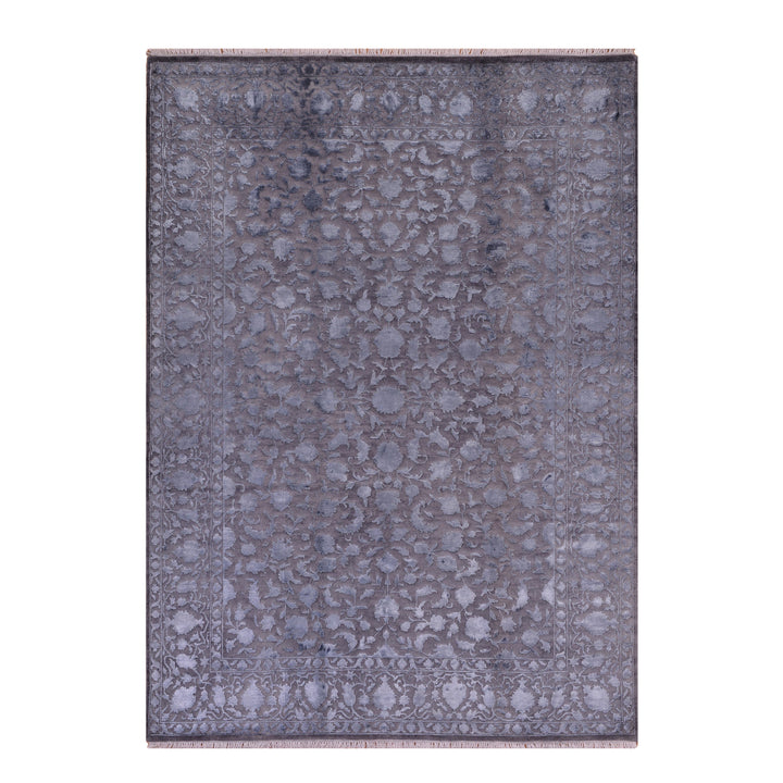 Indian Owl Original Hand-Woven Gray Wool Bamboo Rug 168x247 4.15 Square Meters - 5x8 ft