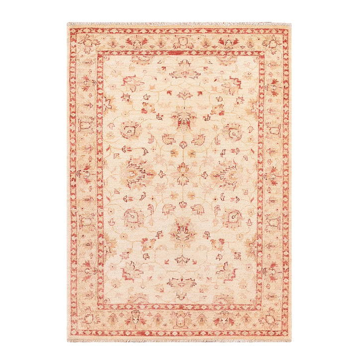 Uşak Original Hand Woven Beige Red Vegetable Dyed Wool Carpet 103x157 1.62 Square Meters - 3x5 ft