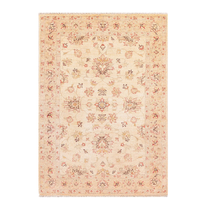 Oushak Rug Original Hand Woven Cream Vegetable Dyed Wool Carpet 0.98x147 1.44 Square Meters - 3x5 ft