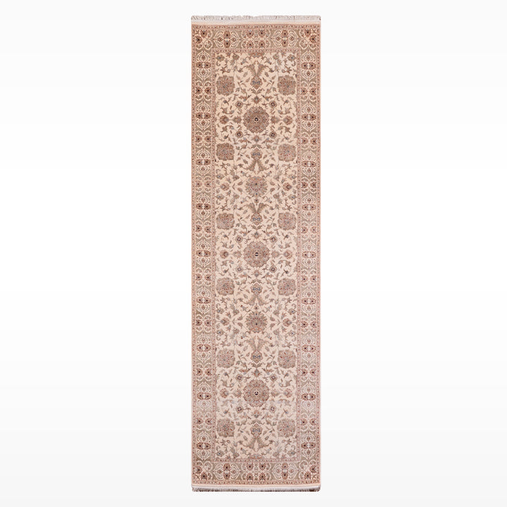Indian Servant Original Handwoven Beige Wool Bamboo Runner 0.95x300 2.85 Square Meters - 4x10 ft 