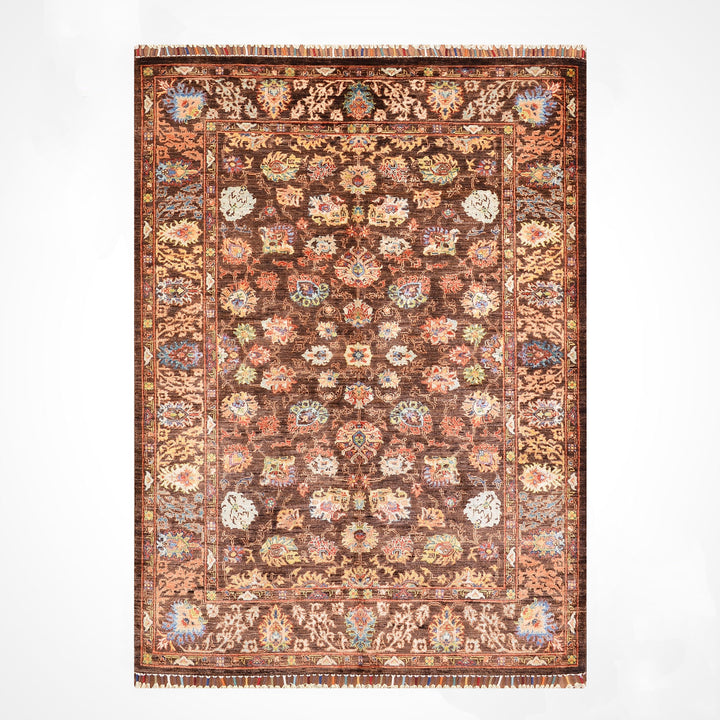 Mamluk Original Hand Woven Brown Vegetable Dyed Wool Carpet 125x186 2.33 Square Meters - 4x6 ft