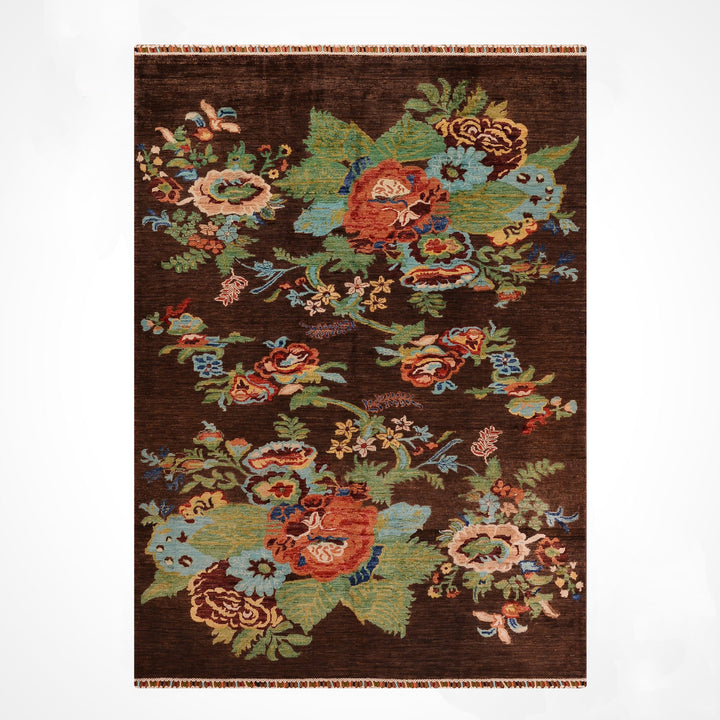 Karabakh Original Hand Woven Brown Vegetable Dyed Wool Carpet 171x235 4.02 Square Meters - 5x7 ft