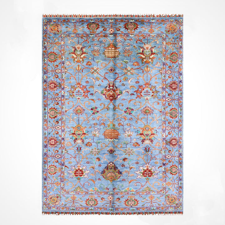 Sultani Binbirgece Original Hand Woven Blue Vegetable Dyed Wool Carpet 123x182 2.24 Square Meters - 4x6 ft