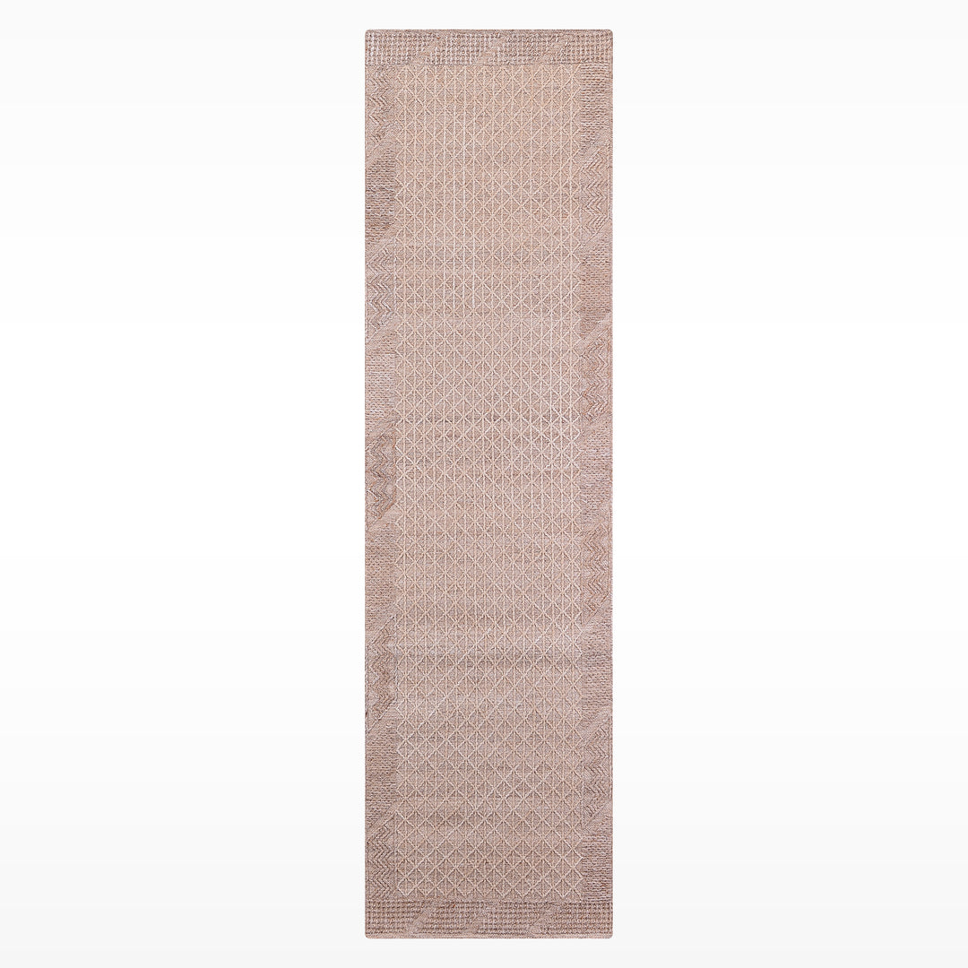 İskandinav Orijinal El Dokuması Açık Kahverengi Yün Halı