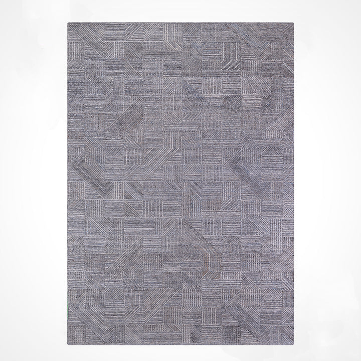 İskandinav Orijinal El Dokuması Mavi Gri Yün Halı