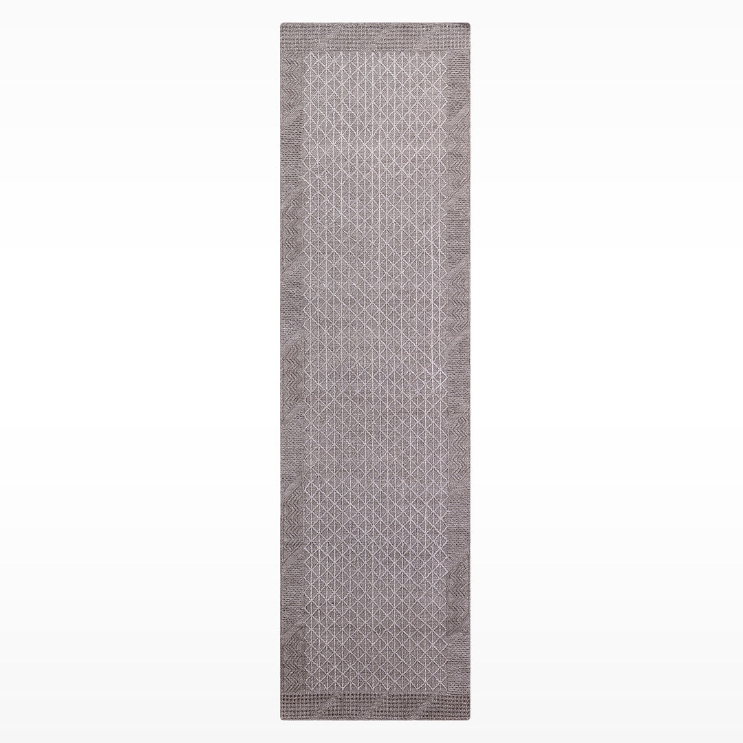 İskandinav Orijinal El Dokuması Gri Gümüş Yün Halı