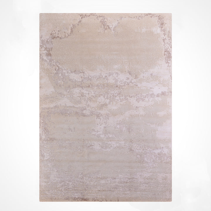 New Diamond Orijinal El Dokuması Bej Krem Yün Bambu Halı