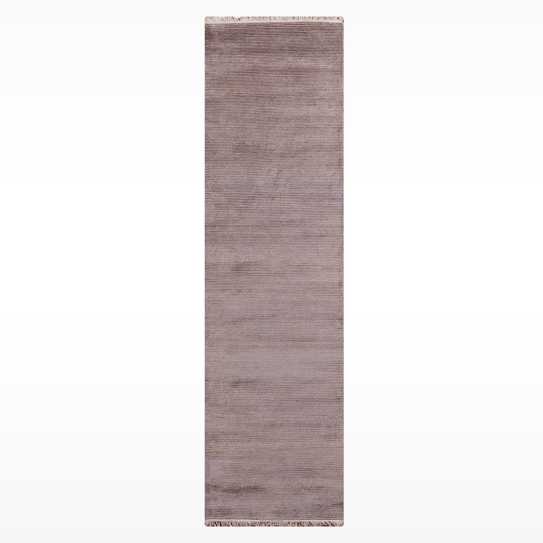 8/22 Orijinal El Dokuması Düz Açık Kahverengi Yün Viskon Halı