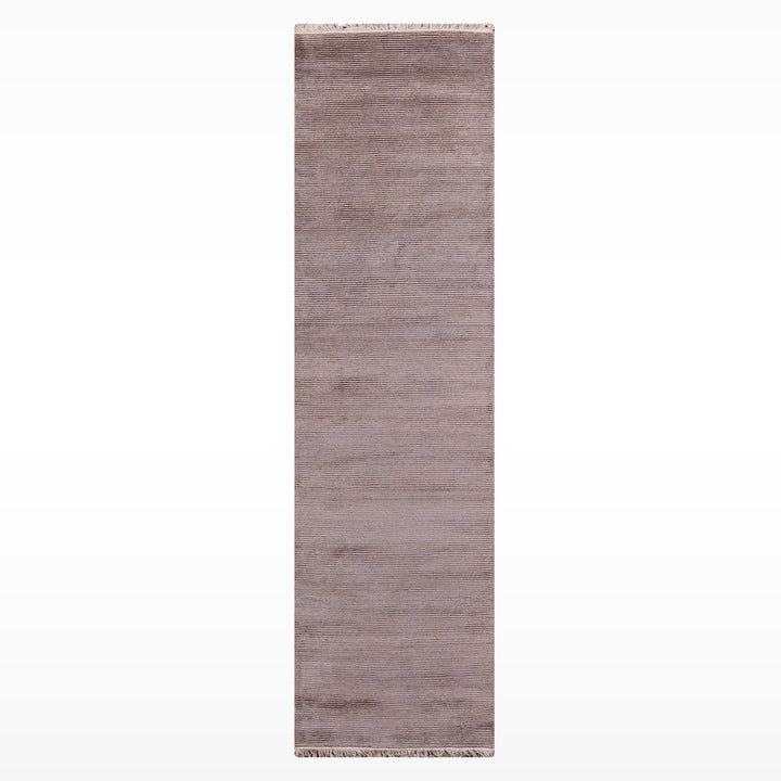 8/22 Orijinal El Dokuması Düz Açık Kahverengi Yün Viskon Halı