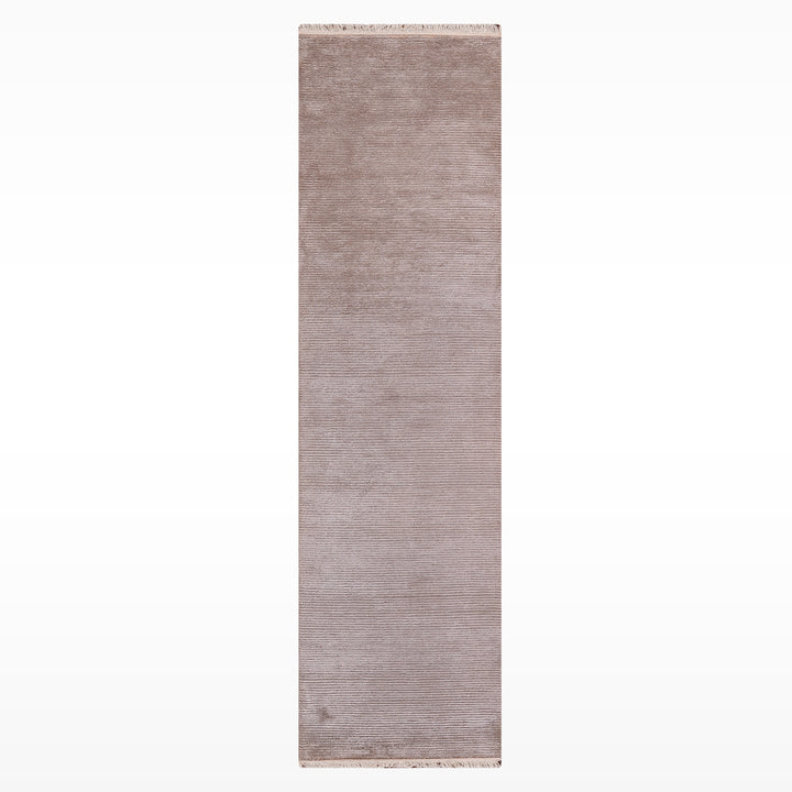 8/22 Orijinal El Dokuması Düz Açık Bej Yün Viskon Halı