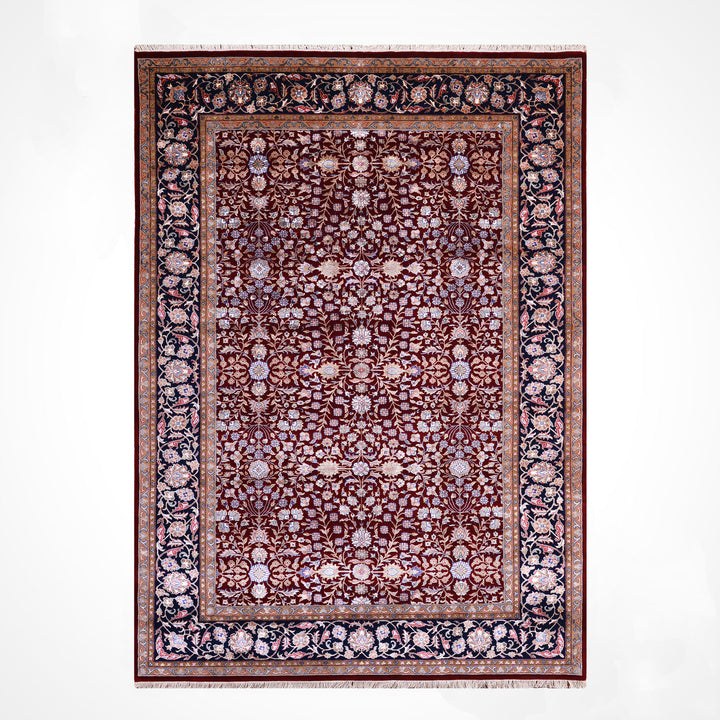 Hereke Yedi Dağın Çiçeği Orijinal El Dokuması Mavi Kırmızı Yün Halı 184x273 5.02 Metrekare - 6x9 ft