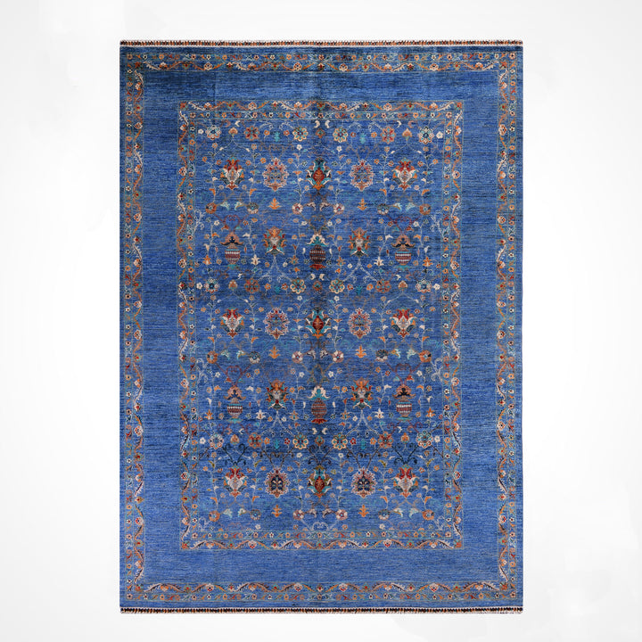 Sultani Binbirgece Orijinal El Dokuması Mavi Kök Boya Yün Halı 249x323 8.04 Metrekare - 8x10 ft