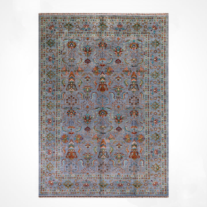 Sultani Binbirgece Orijinal El Dokuması Gri Kök Boya Yün Halı 247x347 8.57 Metrekare - 9x12 ft