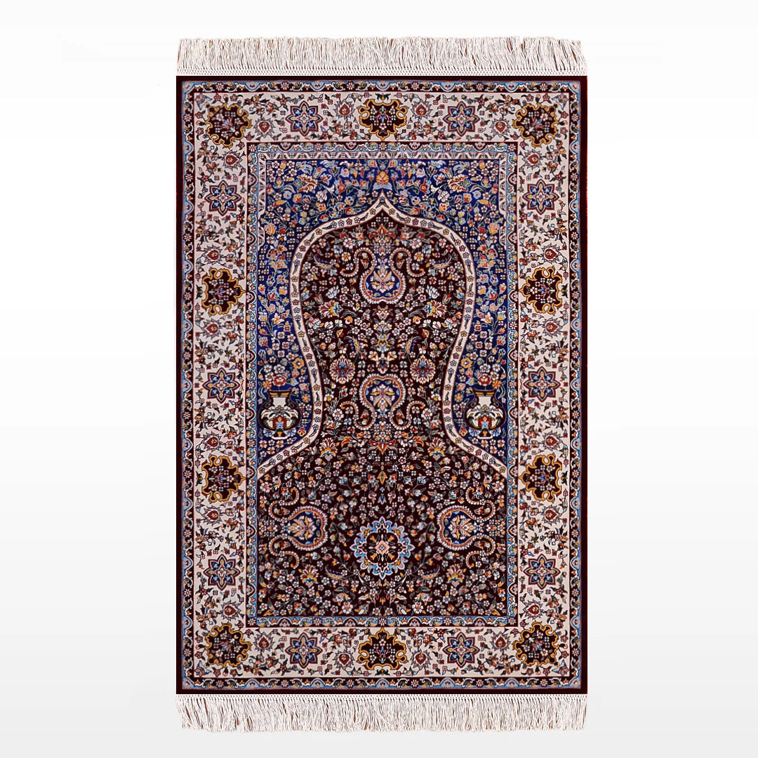 سجادة صلاة إيرانية حمراء، 0.80 × 120 بوصة (0.96 متر مربع) - 2 × 4 قدم ...