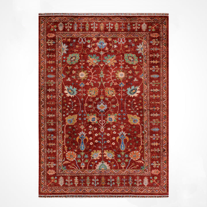 Sultani Çiçekli Orijinal El Dokuması Kırmızı Kök Boya Yün Halı 174x247 4.30 Metrekare - 5x8 ft