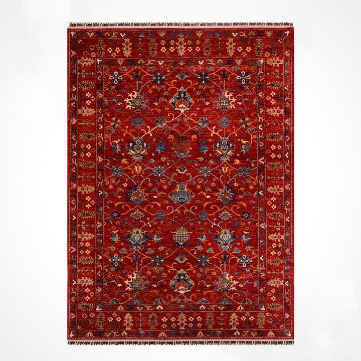 Sultani Binbirgece Orijinal El Dokuması Kırmızı Kök Boya Yün Halı 166x239 3.97 Metrekare - 5x8 ft