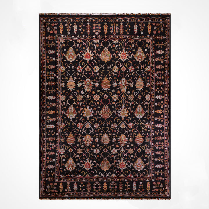 Sultani Binbirgece Orijinal El Dokuması Siyah Kök Boya Yün Halı 244x309 7.54 Metrekare - 8x10 ft