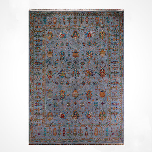 Sultani Binbirgece Orijinal El Dokuması Gri Kök Boya Yün Halı 257x309 7.94 Metrekare - 8x10 ft