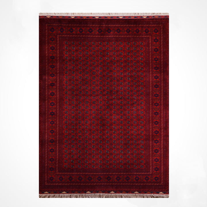 Afgan Halısı Bilcik Buhara Orijinal El Dokuması Kök Boya Yün 196x296 5.80 Metrekare - 7x10 ft