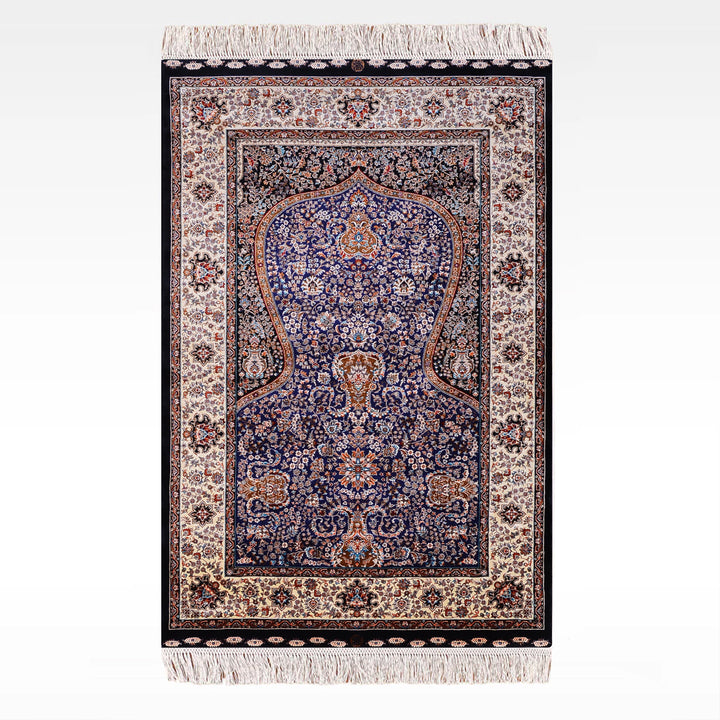 İran Siyah - Krem Seccade 0.80x125 1 Metrekare Namazlık - 2x4 ft