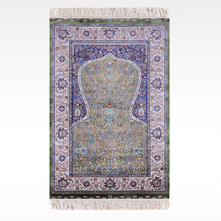 İran Yeşil - Krem Seccade 0.80x125 1 Metrekare Namazlık - 2x4 ft