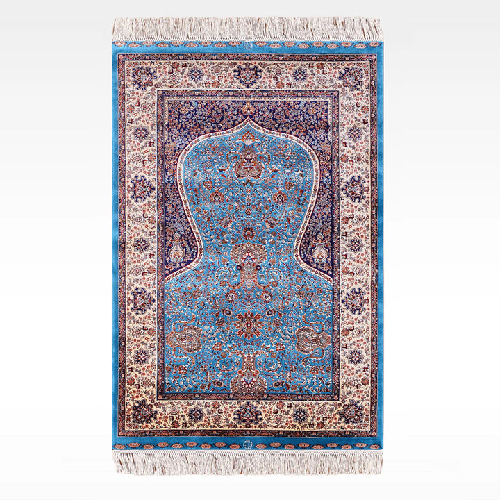İran Turkuaz - Krem Seccade 0.80x125 1 Metrekare Namazlık - 2x4 ft