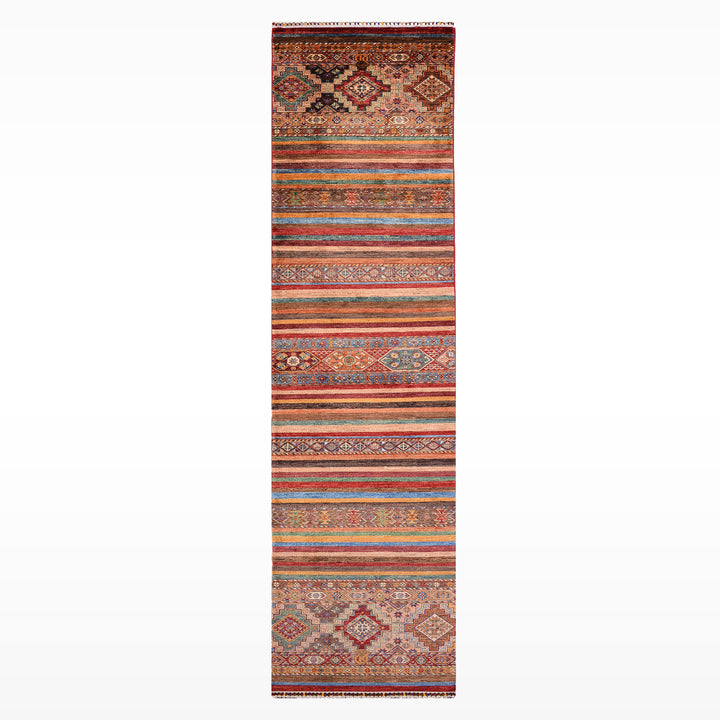 Khorjin Orijinal El Dokuması Yolluk Multi Kök Boya Yün Halı 0.81x385 3.12 Metrekare - 3x12 ft