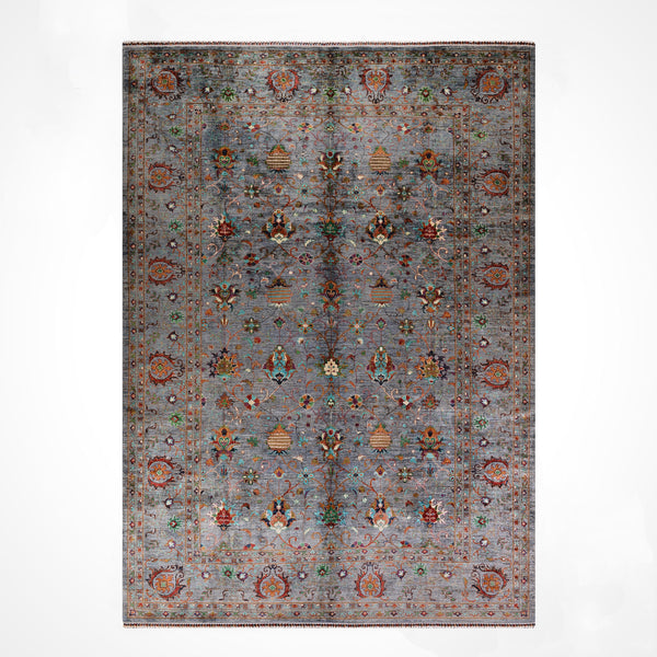 Sultani Binbirgece Orijinal El Dokuması Gri Kök Boya Yün Halı 275x370 10.18 Metrekare - 9x13 ft