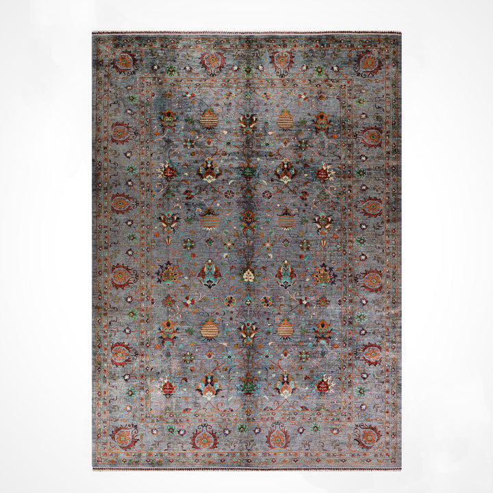 Sultani Binbirgece Orijinal El Dokuması Gri Kök Boya Yün Halı 275x370 10.18 Metrekare - 9x13 ft