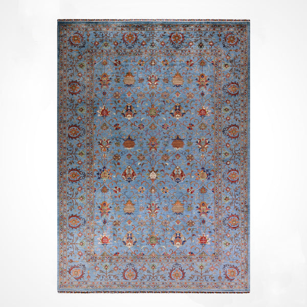 Sultani Binbirgece Orijinal El Dokuması Mavi Kök Boya Yün Halı 269x363 9.76 Metrekare - 9x12 ft