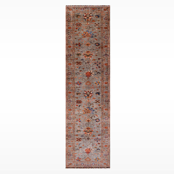 Sultani Binbirgece Yolluk Orijinal El Dokuması Gri Kök Boya Yün Halı 0.78x402 3.14 Metrekare - 3x13 ft
