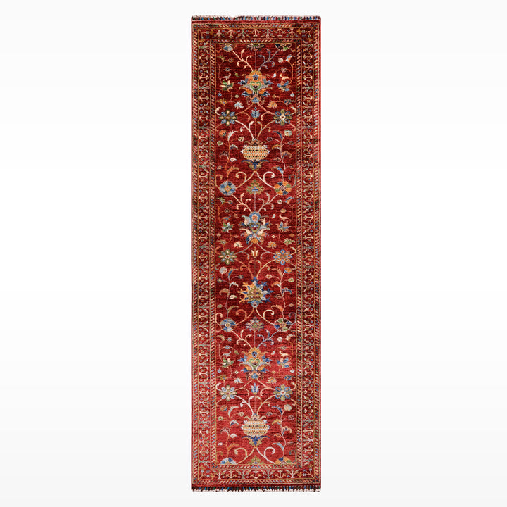 Sultani Binbirgece Yolluk Orijinal El Dokuması Kırmızı Kök Boya Yün Halı 0.83x307 2.55 Metrekare - 3x10 ft