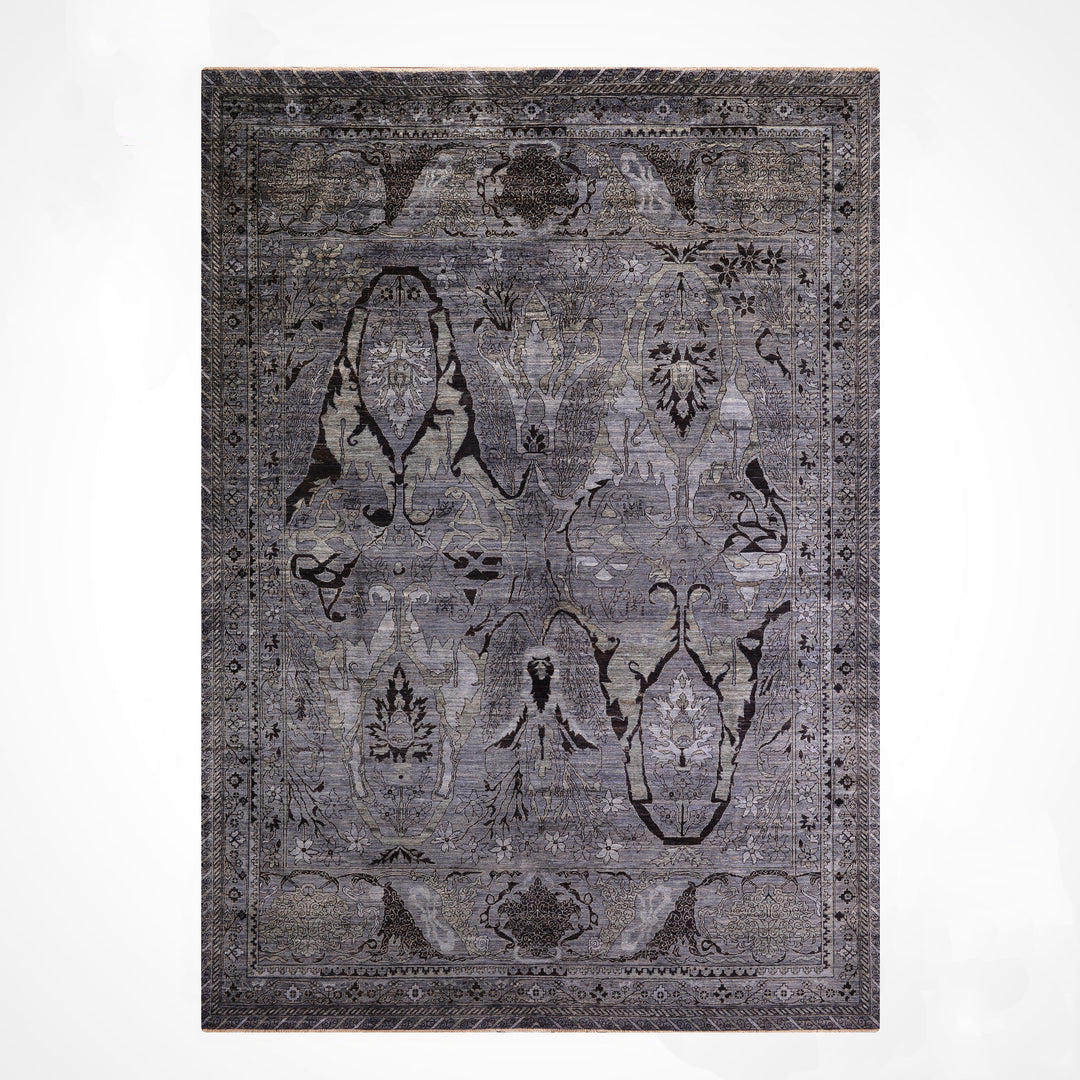Selçuklu Orijinal El Dokuması Siyah Kök Boya Yün Halı 275x354 9.74 Metrekare - 9x12 ft