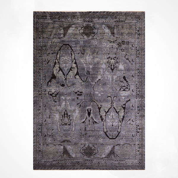 Selçuklu Orijinal El Dokuması Siyah Kök Boya Yün Halı 275x354 9.74 Metrekare - 9x12 ft