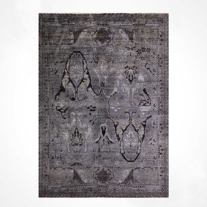 Selçuklu Orijinal El Dokuması Siyah Kök Boya Yün Halı 275x354 9.74 Metrekare - 9x12 ft