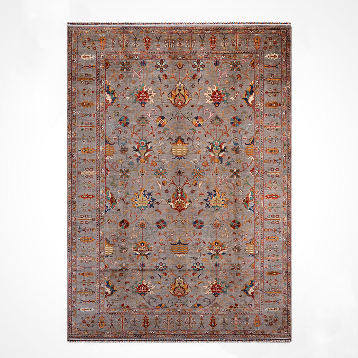 Sultani Binbirgece Orijinal El Dokuması Gri Kök Boya Yün Halı 211x313 6.60 Metrekare - 7x10 ft